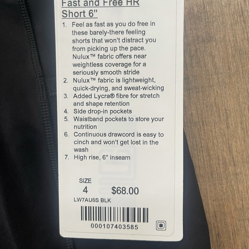 Lululemon Fast and Free 6” shorts.